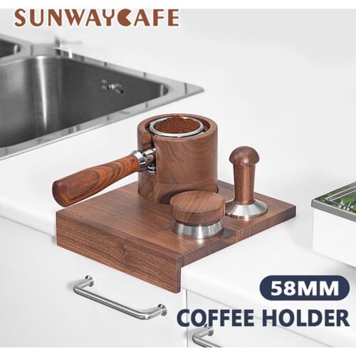 58mm Wood Coffee Filter Tamper Holder Espresso Tamper Mat Stand Coffee Maker Support Base Rack Coffee Accessories for Barista