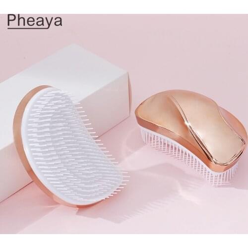 Golden Women Hair Brush Hair Styling Comb Massage Tool Anti-static Reduce Hair Loss Styling Tool Barber Accessories