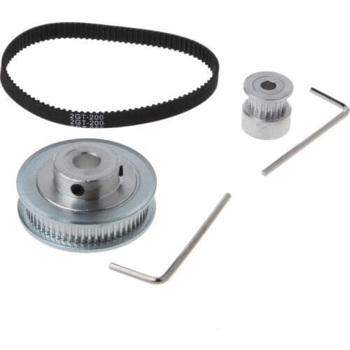 1 Set GT2 Timing Belt Closed-loop 200mm Pulley 20 Teeth and 60 Teeth Reduction 3:1 for 3D Printer Accessories