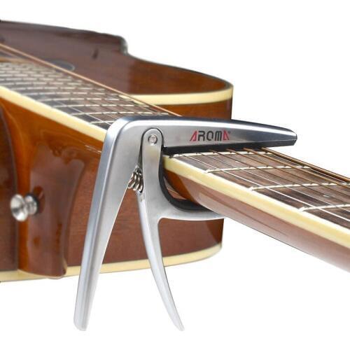 Silver Diacritical Clip Classic Guitar Folk Acoustic Electric Tuner Quick Change Trigger Guitar Capo Key Clamp