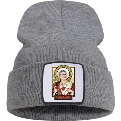 Hip Hop Beanie Hat Breathable Thick Skullies CapsSaint Anthony Vintage Print Bonnet Cap Thick Flexible Knitted Hats Unisex