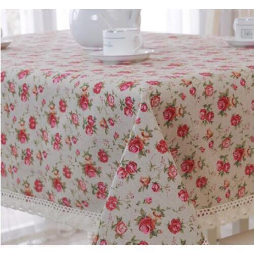 New Crochet Lace Tablecloth Rose Printed Table cloth Cover Cotton&Linen high Quality Bohemian Style Free Shipping Nepal