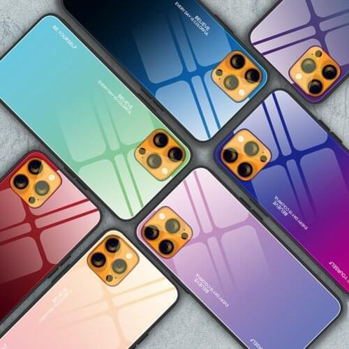 TPU Tempered Glass Gradient For iPhone 13/13 Pro Smart Phone Anti-fall Protective Full Cover Shockproof Mobile Phone Case Shell