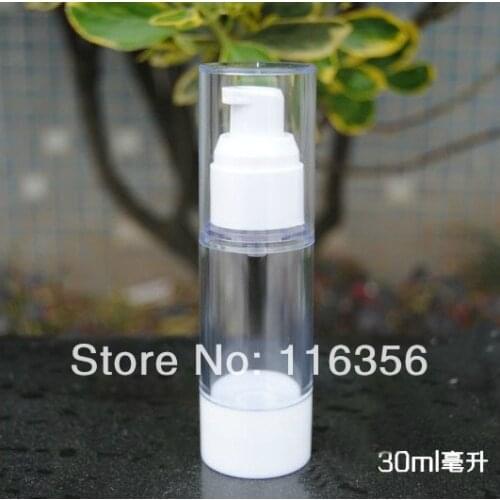 30ml airless vacuum pump lotion bottle with white pump/bottom / transparent lid