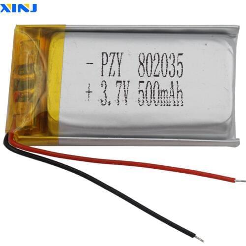 XINJ 3.7V 500mAh Polymer LiPo Battery 802035 For Measuring instrument GPS Sat Nav Music player Driving recorder Camera DVC DVR