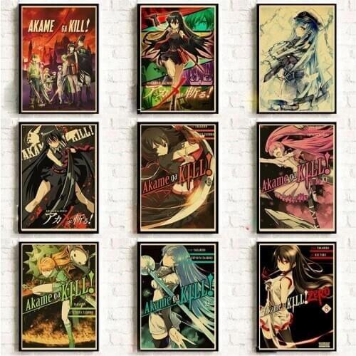 Japanese Anime Akame Ga Kill Poster Vintage Wall Picture for Home Room Wall Decor Retro Art Painting