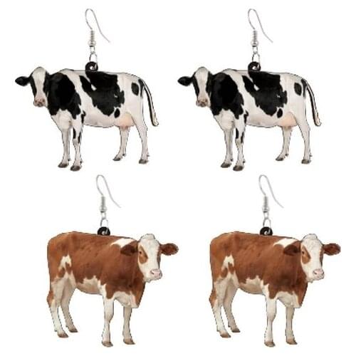 Funny Dairy Cow Black White Acrylic Earrings for Women Girls Lovely Animal Drop Earrings Fashion Jewelry Unusual Earring