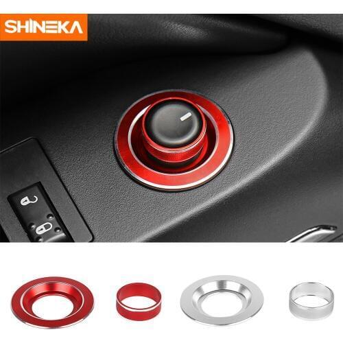 SHINEKA Car Rearview Mirror Adjust Switch Knob Trim Ring Cover Decoration Stickers Accessories For Dodge Challenger 2009-2014