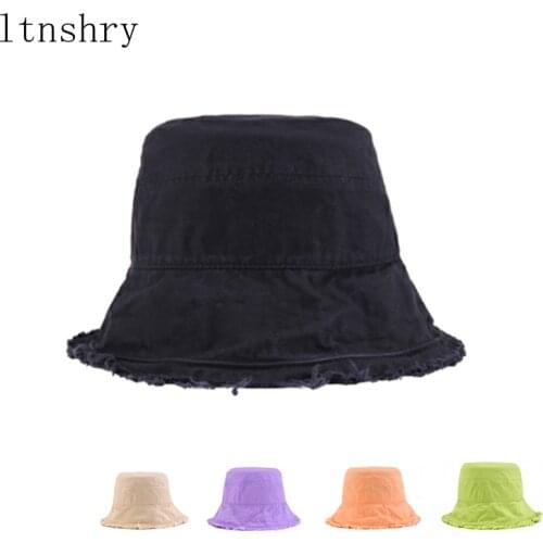 New Spring Summer Solid color women buckets hat cotton fringed fisherman cap Flat top sun hat bucket hat womens hat outdoor