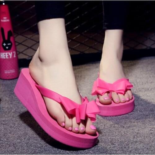 Flip-flops Womens Summer 2021 Version of The Hot Style Wedge Flip Flops Non-slip Sandals Ladies Thick-soled Beach Shoes