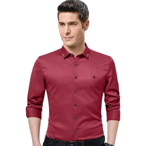 Dudalinas 2021 New Male Men Shirts Male Long Sleeved Solid Color Cotton Slim Fit Mens Social Business High Quality Casual Shirt