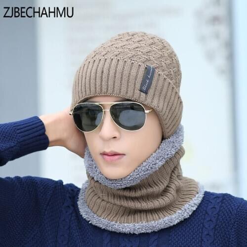 Winter Beanies Men Scarf Knitted Hat Caps Mask Gorras Bonnet Warm Baggy Winter Hats For Men Women Skullies Beanies Hats 2019 New