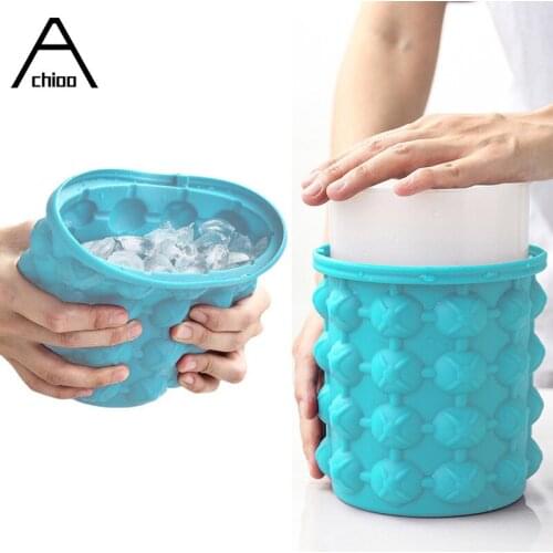 1100ml Silicone Ice Cube Maker With Lid Ice Bucket Ice Mold Space Saving Whiskey Wine Beer Bucket For Kitchen Party Barware