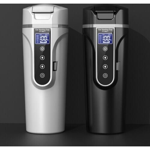 12V 24V Portable Car Heating Cup Stainless Steel Water Warmer Bottle Car Kettle Coffee Mug LCD Display Temperature Drop Ship