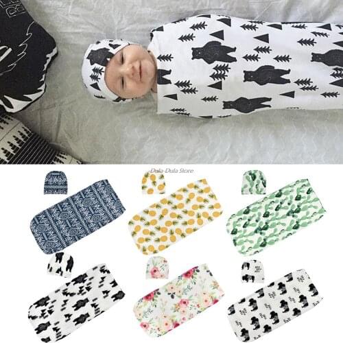Baby Sleeping Bags Cocoon with Matching Knotted Bow Headband Newborn Baby Knitted Swaddle Blanket Wrap Sleeping Bag +Hat 2pcs