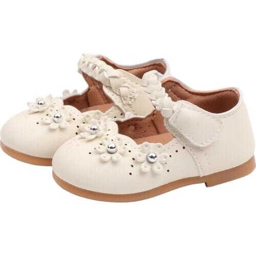 2020 Fashion Flowers Baby Girl Shoes Toddler Princess Shoes Baby Toddler Soft Bottom Braid Leather Shoes 6M 1 2 3 4 5 Years