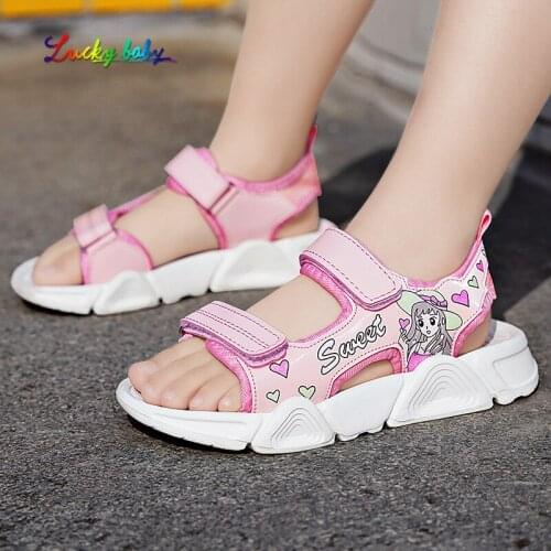 2021 Childrens Shoes Summer Sandals Girls Princess Beautiful Flower Shoes Kids Flat Sandals Baby Girl Gladiator light shoes