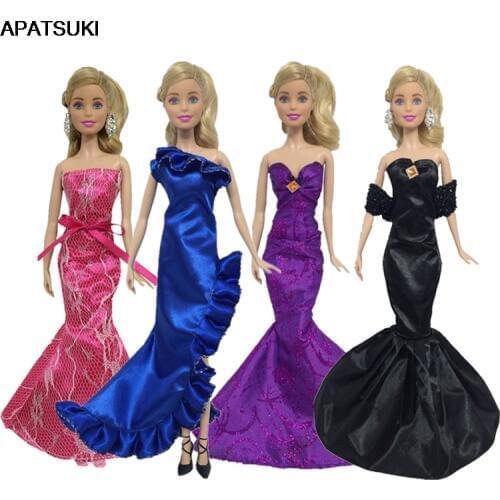 4pcs/lot Fashion Doll Dress For Barbie Doll Clothes Evening Dresses Gown Wedding Dress 1/6 Doll Accessories