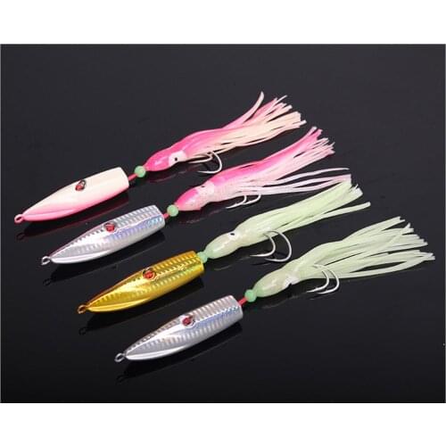 4PCS Fishing squid Lead head Swim Bass Fly Rubber Jig Spinner bait Lure 150/180/200g