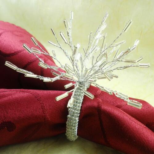 White branch napkin ring glass beaded, wholesale napkin holder