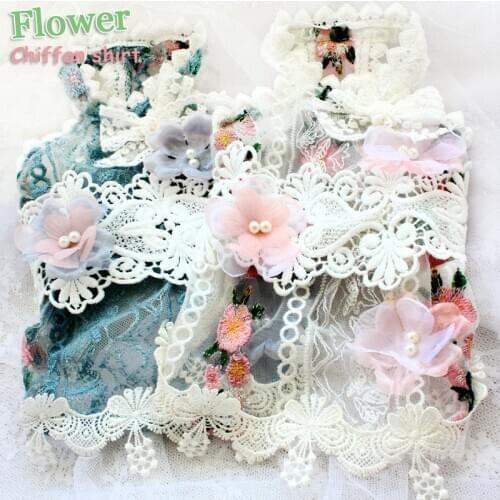 Free Shipping Handmade High-End Dog Clothes Beautiful Fairy Flowers Embroidered Lace Cat Pet Summer Chiffon Tee Shirt Dog Dress