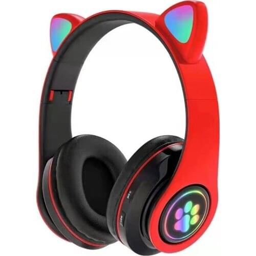 Flash Light Cute Cat Ears Wireless Headphones with Mic Can control LED Kid Girl Stereo Music Helmet Phone Bluetooth Headset