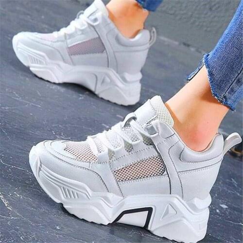 Summer Ankle Boots Womens Breathable Cow Leather Platform Wedge Fashion sneaker High Heel Sandals Casual Shoes Round Toe