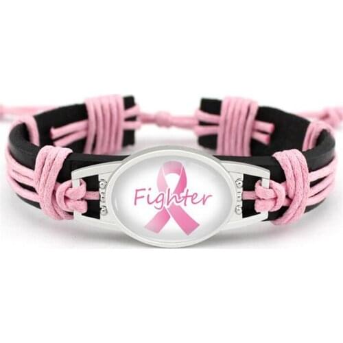 10pcs/lot Pink Silk Ribbon Genuine Leather Bracelet & Bangles Fans Hand Braided Jewelry