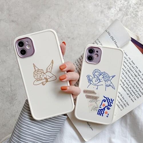 Creative Personality Angel Cartoon Pattern Phone Case For iphone 7 8 Puls X XR XS 11 12 pro Max Anti-fall Soft Shell Ins Fashion
