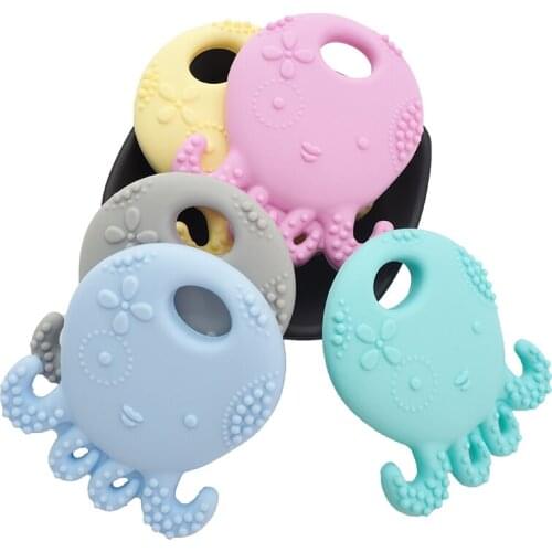 Chenkai 20PCS BPA Free Safe and Natual Silicone Octopus Teething Chewable Pendant Nursing Necklace Baby Pacifier Dummy Teether