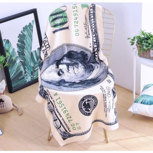 One Hundred Dollar USA Bill Decorative Beach Towel Money Design Printed Bath Towel For Beach Swimming Pool Sunbathing Blanket