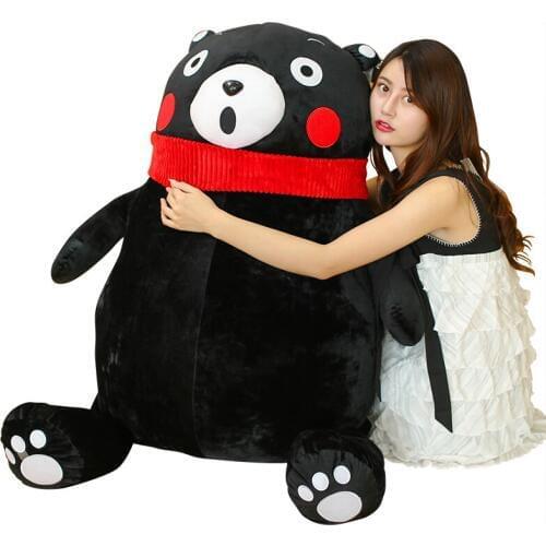 Fancytrader Huge Big 150cm Japan Anime Mascot Kumamon Toy Giant Stuffed Plush Soft Cartoon Black Bear Doll Christmas Gifts