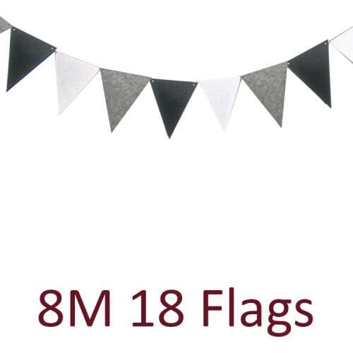 8M 18flag Grey Black White Pennants Bunting Banner Wedding/Valentines day/birthday party Flags Hang Garland Decoration Supplies