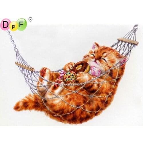 DPF 5D hammock fat cat gift DIY full Round Diamond Painting Magic Cube Cross Stitch crafts Diamond Embroidery Mosaic Home Decor