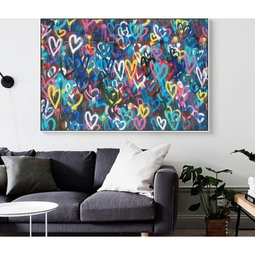 Graffiti Art Banksy Love Hearts Canvas Paintings Pop Art Posters and Prints Wall Art Pictures for Living Room Cuadros Home Decor