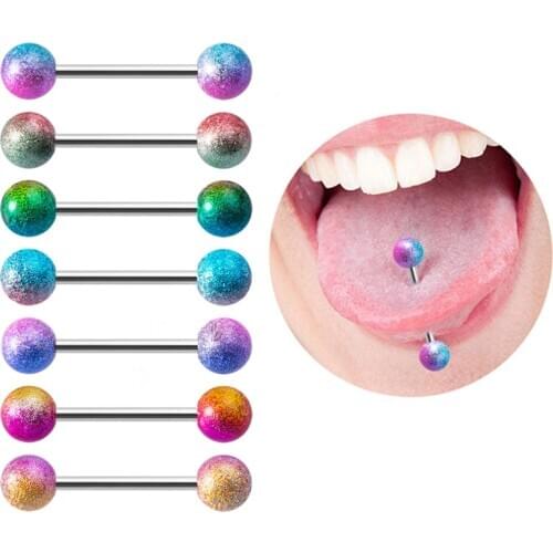 10pcs Colorful Acrylic Tongue Rings Stud Nipple Ring Piercing Barbell Bar Stainless Steel for Women Fashion Body Jewelry 14G