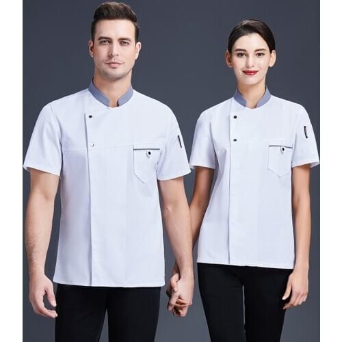 Chef Jacket Man Women Short Sleeve Working Clothes Bakery Food Service Chefs Uniform Hotel Catering Restaurant Cooking Costume