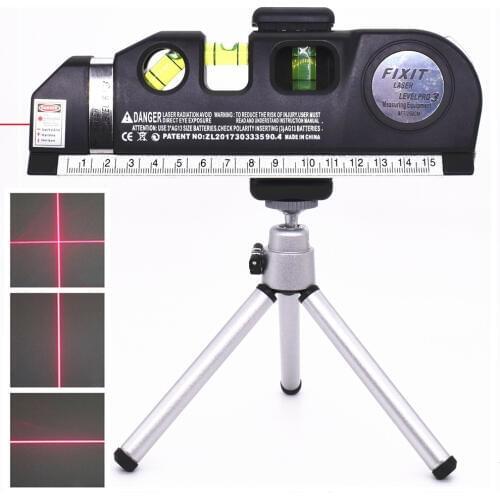 Laser Levels 4 in 1 Cross Projects Vertical Horizontal Lasers Ruler Adjusted Accurate 2 Lines with Tripod Optical Instruments
