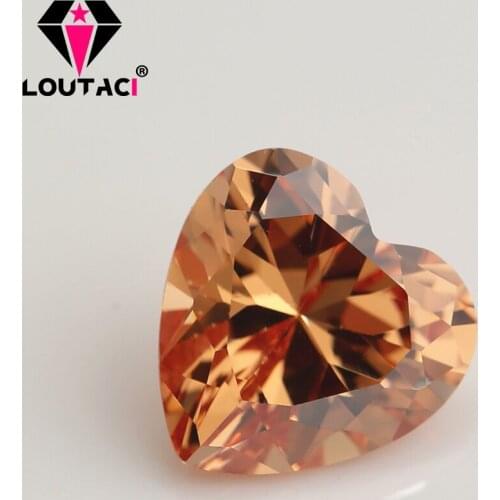 LOUTACI Colored Cubic Zirconia Heart Shape Champagne Color Quality Wedding Jewelry Setting Small Size 3x3-4x4mm