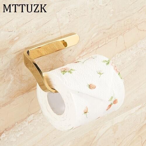 MTTUZK Nordic Simplicity Golden Toilet Paper Holder Wall Mounted Matte Black Roll Holder Chrome Paper towel hook