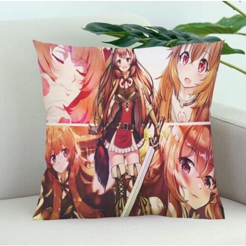 The Rising of the Shield Hero Pillow Cover Bedroom Home Office Decorative Pillowcase Square Zipper Pillow Cases Satin Soft