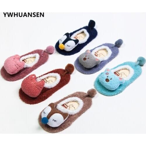 YWHUANSEN 0 to 4Yrs Newborn Spring Autumn Fox Sock Coral Fleece Cute Sokken Cartoon Meias Soft Animal Pattern Baby Boy Sock Girl