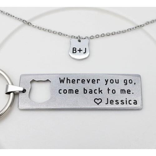 Personalized Keychain and Necklace Set,Personalized Necklace,Boyfriend Gift,Customized Pendant Lovers Gift,Couples Keychain