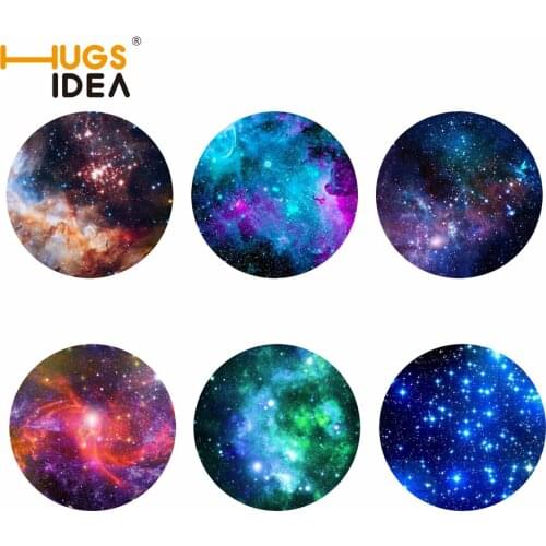 HUGSIDEA 6pcs/set Space Galaxy Drink Coasters Glasses Beer Whiskey Coffee Wine Tea Bar Coaster Cup Mug Mat for Hot Drinks Custom