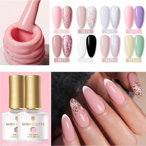 BORN PRETTY 2 Bottles 7ml Color Party Series Nail Gel Kit Colorful Semi Permanent Vernis Manicuring Soak Off UV Gel Polish
