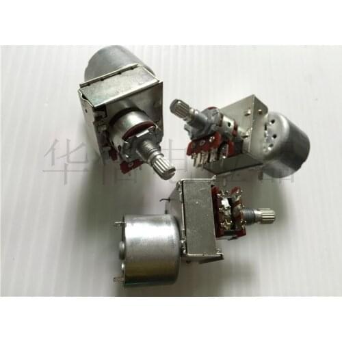 [YK] type 148 double motor potentiometer B100K B100KX2 flower shaft 15MM 6 feet switch