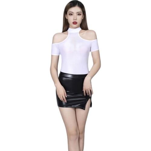 Ice Silk Hollow Out Short Sleeve Transparent Bodysuit Tights Bodystocking Sexy Hot Erotic Lingerie Night Cluwear Sukumizu Body