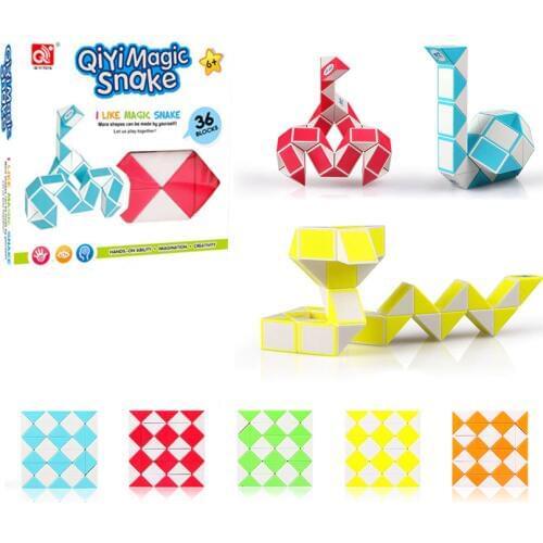 QiYi 36 Blocks Snake Magic Cube Blocks Snake Twist Puzzle 36 Blocks Magic Ruler Christmas Gifts For Kids