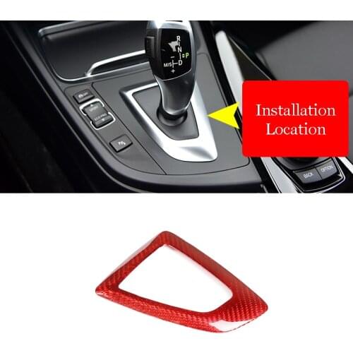 LHD and RHD Red Real Carbon Fiber Car Gear Shift Frame Trim For BMW F30 F32 F10 X3 F25 X4 F26 X5 F15 X6 F16 F48 F47 F34 F20