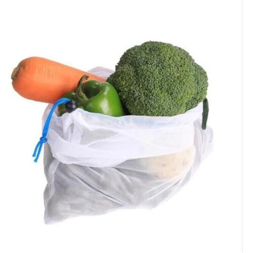 Colorful Reusable Fruit Vegetable Bags Net Bag Produce Washable Mesh Bags Kitchen Storage Bags Toys Sundries